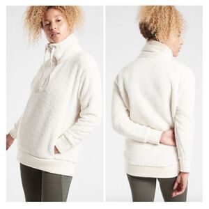 Athleta Women’s XS White Talus Sherpa Half Zip Pullover Sweater Fleece